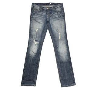 Vigoss Skinny Jeans 3 Blue Distressed Denim Stretch Juniors Measures 30 x 29